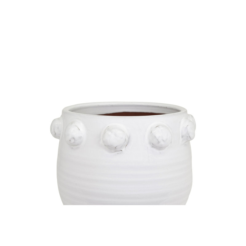 Jardinière ronde en terre cuite à pois surélevés, White