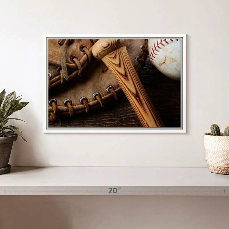 Old Old Baseball Stuff, Cadre flottant blanc, 13 po x 9 po