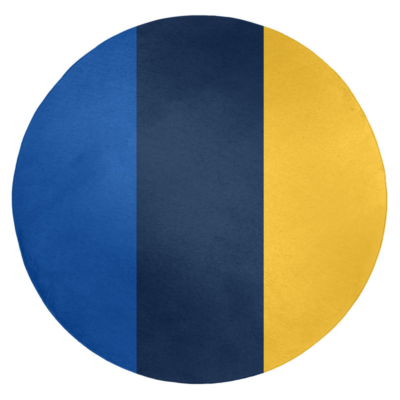 Tapis bleu royal rayures royal national hockey, Rond 5 pi