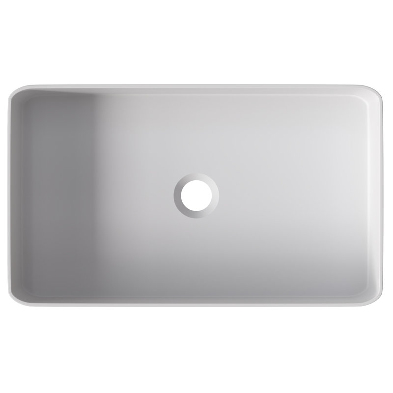 13-4/5'' White Rectangular Vessel Bathroom Sink
