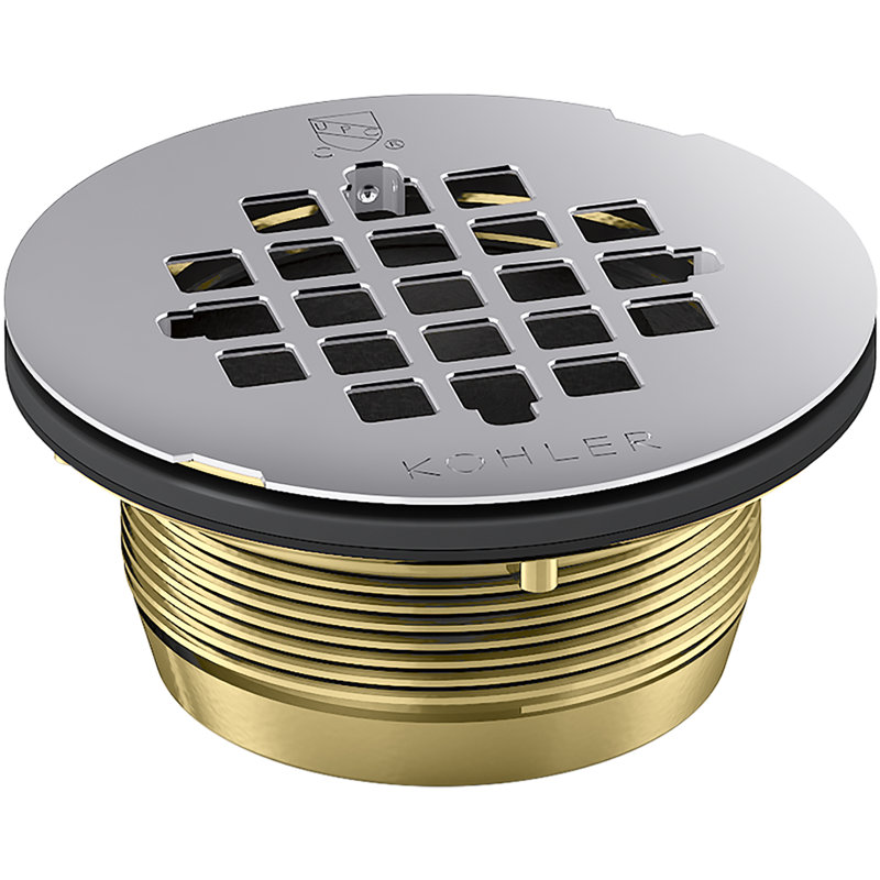 Drain de douche à grille ronde, Acier inoxydable poli
