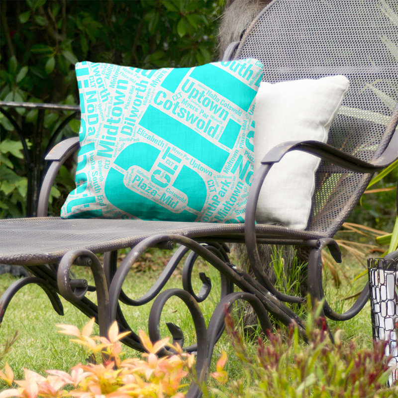 Coussin décoratif intérieur/extérieur charlotte, Non, Cyan, H 20 po x l 20 po