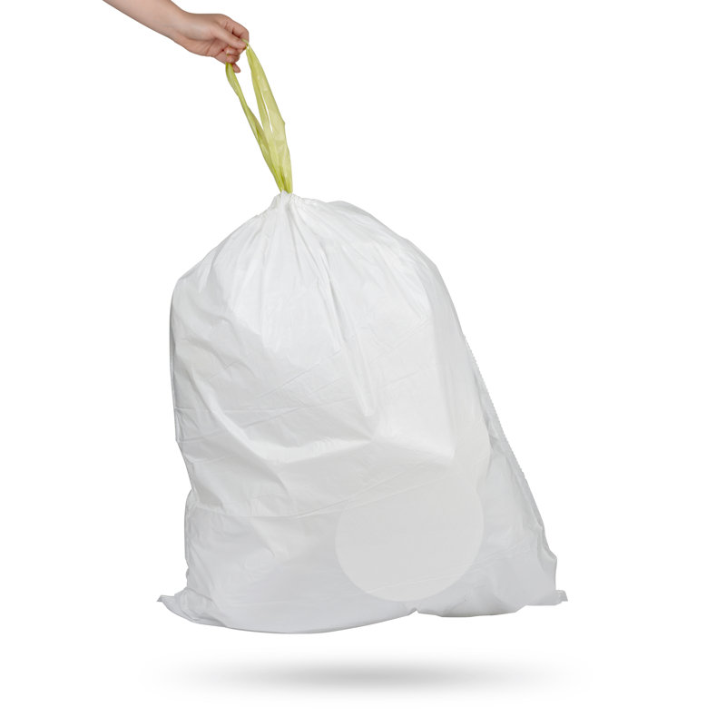 Extra Strong White Trash Bags with Drawstring Closure, 21 Gallon, 30 Count