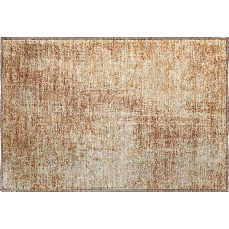 Premium Machine Washable Prisco Terracotta Rug, Rectangle 1'8" x 2'6"
