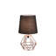 Lampe de table en cuivre 11,25 "avec abat-jour demi-tambour noir, interrupteur en ligne, base E12