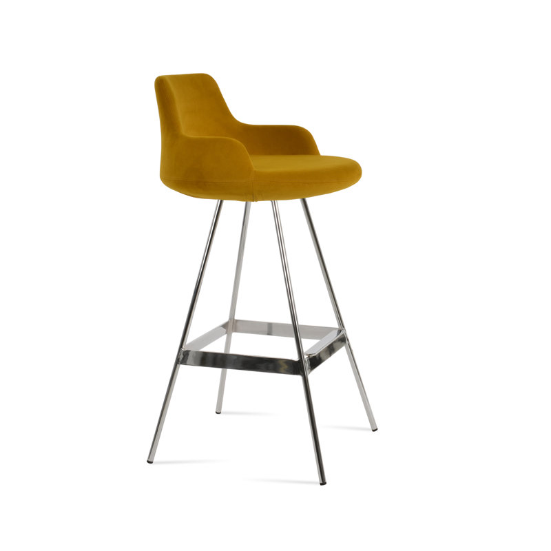 Tabouret Dervish Balat, Acier Inoxydable, Curcuma, Tabouret de comptoir (siège d'une hauteur de 24,5