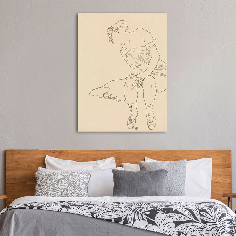 Seated Woman by Egon Schiele - Wrapped Canvas Print, 100cm H x 70cm W x 4cm D