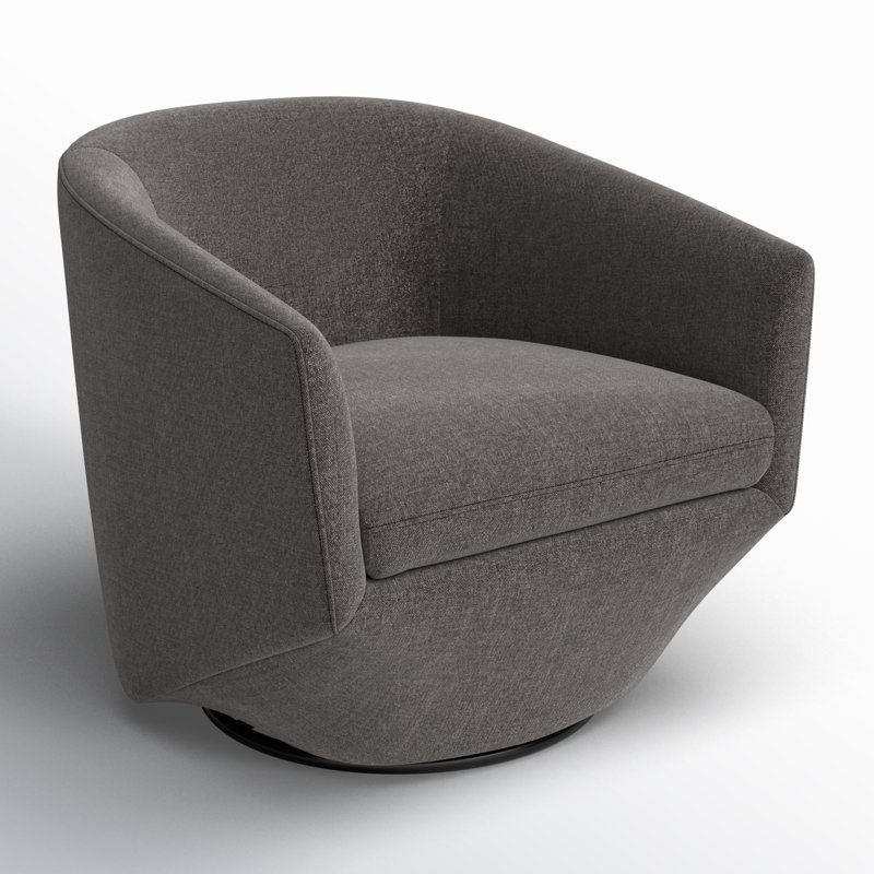 Elexi Upholstered Swivel Barrel Chair, Dark Grey