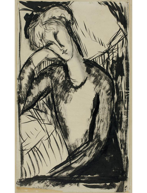 «Portrait of a Young Woman» par Amedeo Modigliani, reproduction d'art sur toile tendue avec châssis, H 40 po x l 28 po
