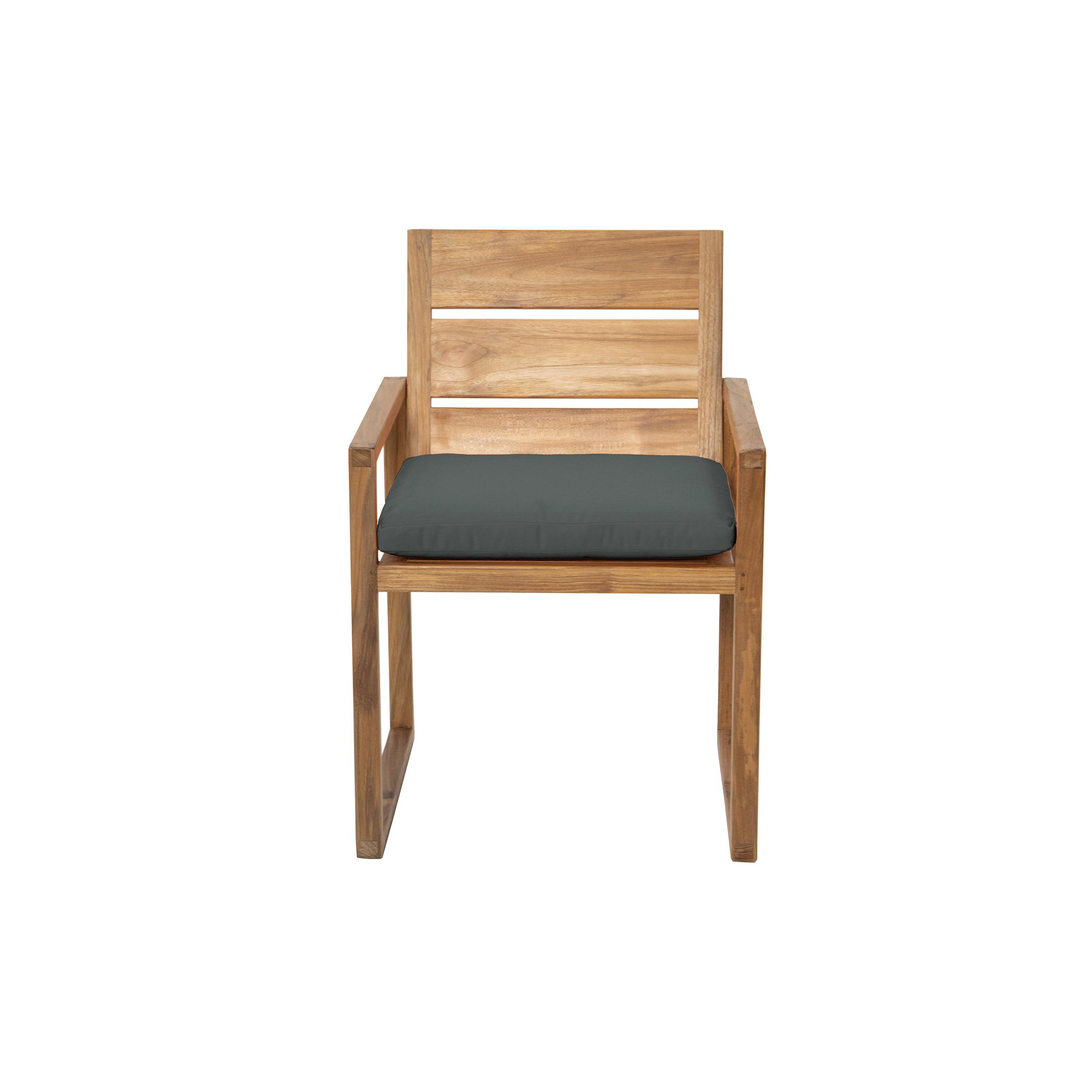 Uvita Teak Patio Dining Armchair with Cushion, Coal