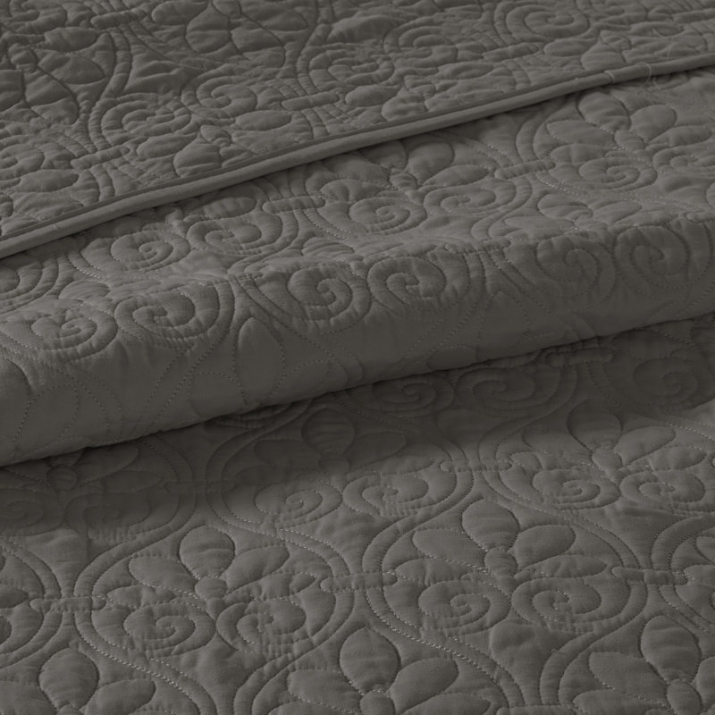 Couvre-lit et taies décoratives réversibles gris foncé - Motif élégant en coton prélavé pour une expérience de sommeil apaisante Surmatelas profond surdimensionné Lavable à la machine