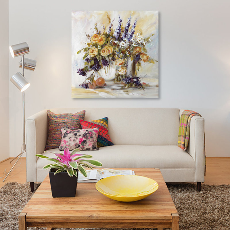 «Classico Flowers I», reproduction sur toile, H 18 po x l 18 po x P 1,5 po, Toile tendue, Pas de tapis