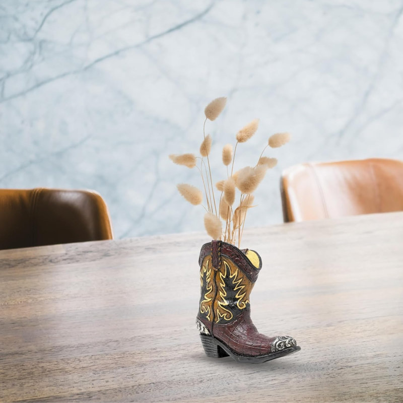 Mini-vase de cowboy en résine rustique Western