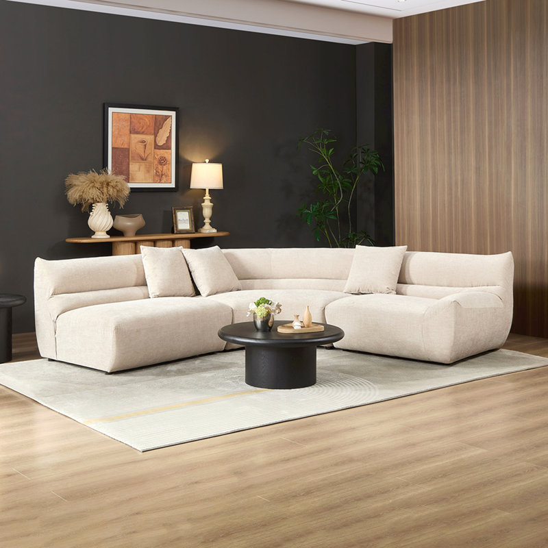 Canapé modulaire incurvé modulaire, configuration 3 pièces de forme libre avec 3 coussins décoratifs, canapé rembourré de confort moderne pour le salon, le bureau