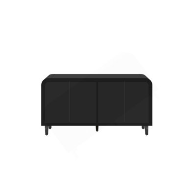 59'' Farmhouse Curved Vintage Storage  Sideboard With  Large Wooden Handles, Vertical Wood Grain Carving And Adjustable Shelves  For Kitchen,Dining Room (Antique Black)