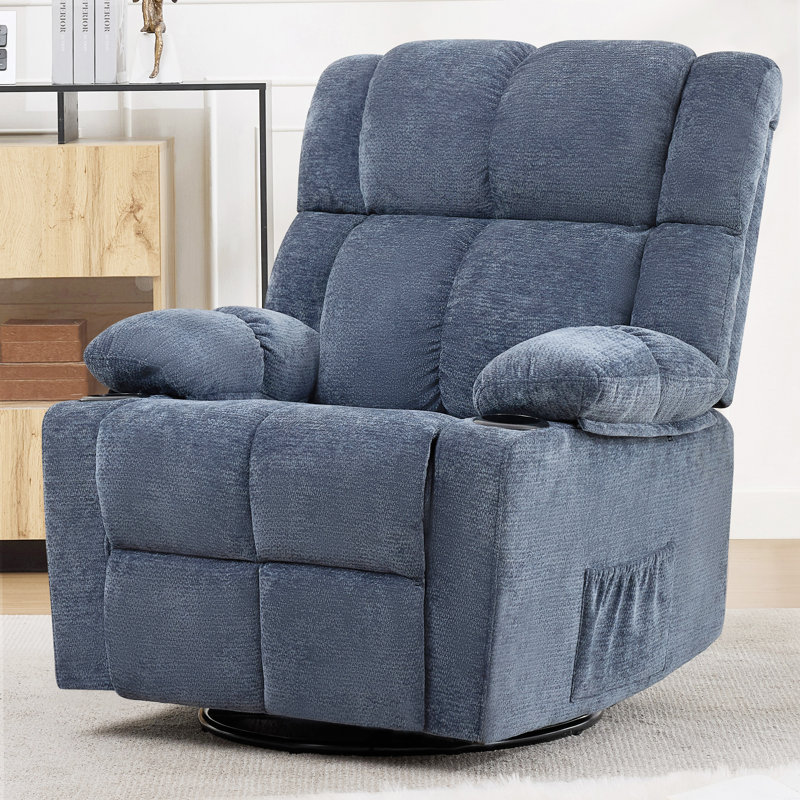 360° Swivel Rocker Manual Bryd, Rocking Chair With Cup Holder, Headrest Movement Bryd Chair For Adults, Glider Bryd,For Living Room,Nursery ,Bedroom