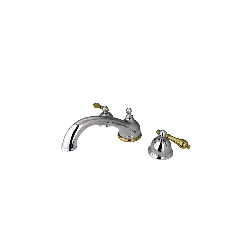 Double Handle Deck Mounted Roman Tub Faucet, Polished Chrome/Polished Brass