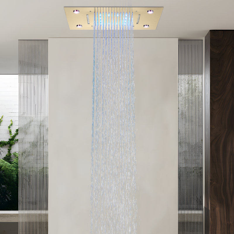 14x20inch Shower Head with 3 Functions Rainfall Waterfall Mist, High-Pressure Rainfall Spray Waterfall Shower Water Filter Rain Fixed Shower Head 2.5 GPM