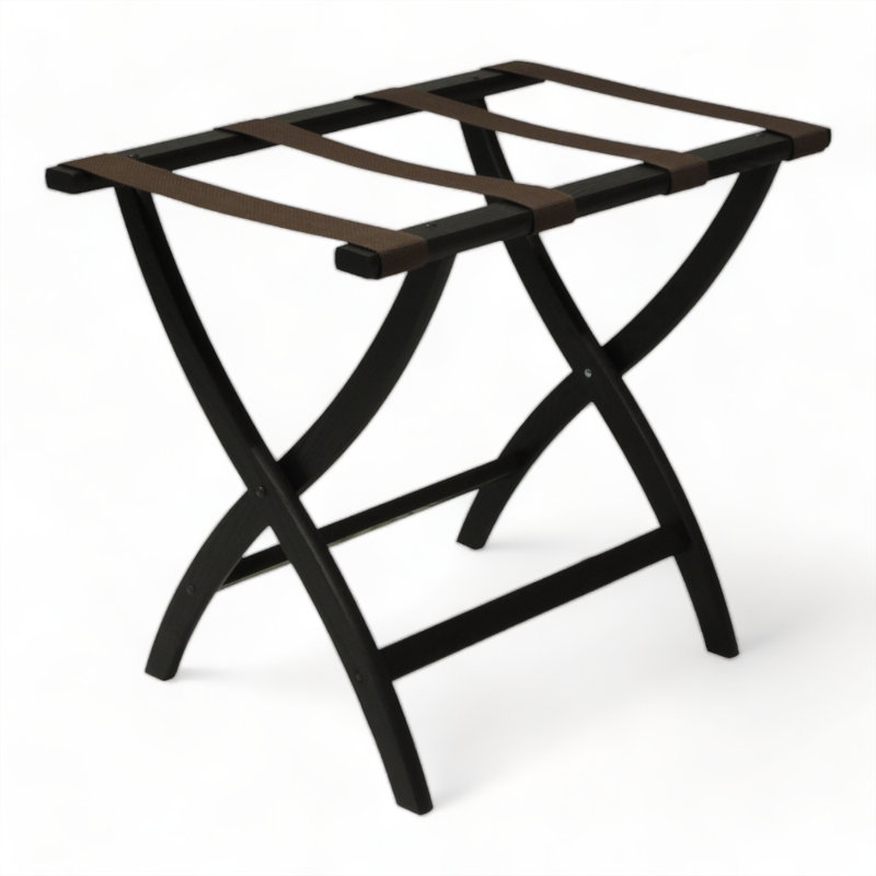 Porte-bagages pliable en bois, Brun, Noir