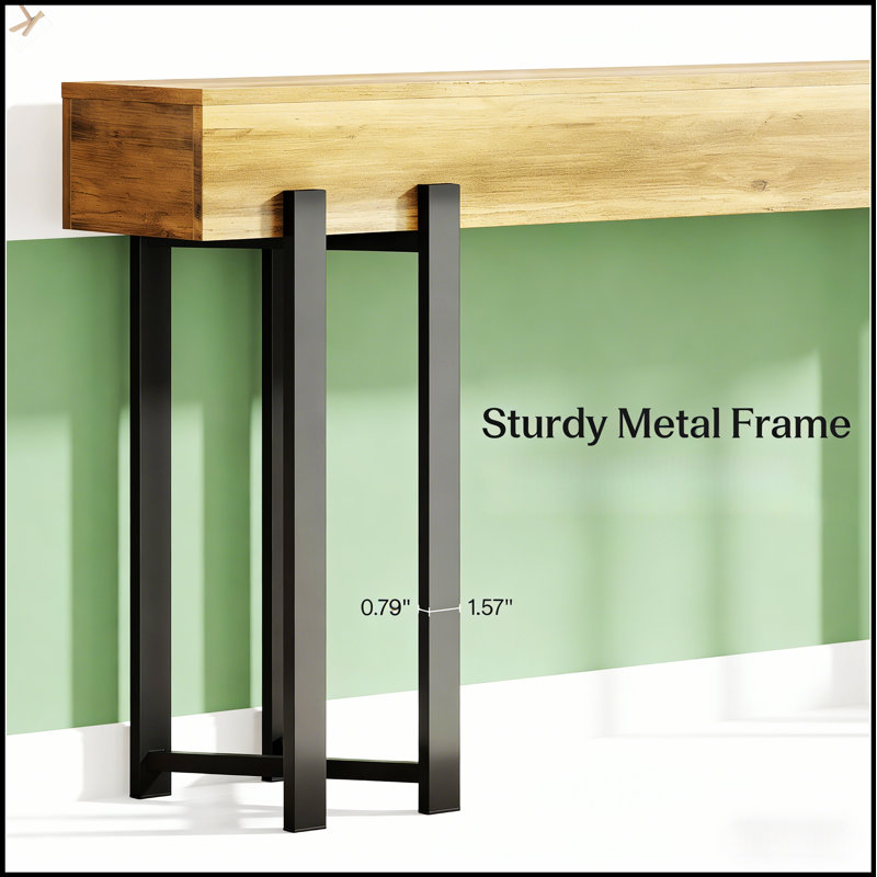 Modern-Style Console Table With Industrial Design, Rustic Brown Top And Black Iron Legs For Elegant Home Decor