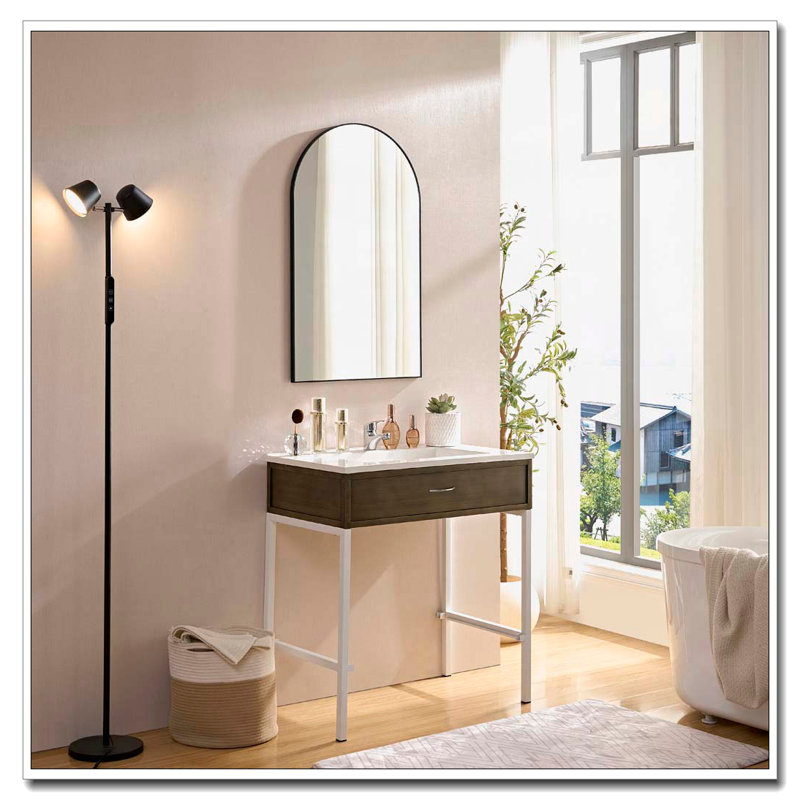 Miroir mural 36 * 22 pouces noir en métal ovale miroir