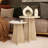 Travertine-Style Round Nesting Side Tables Modern Coffee Tables Set of 2