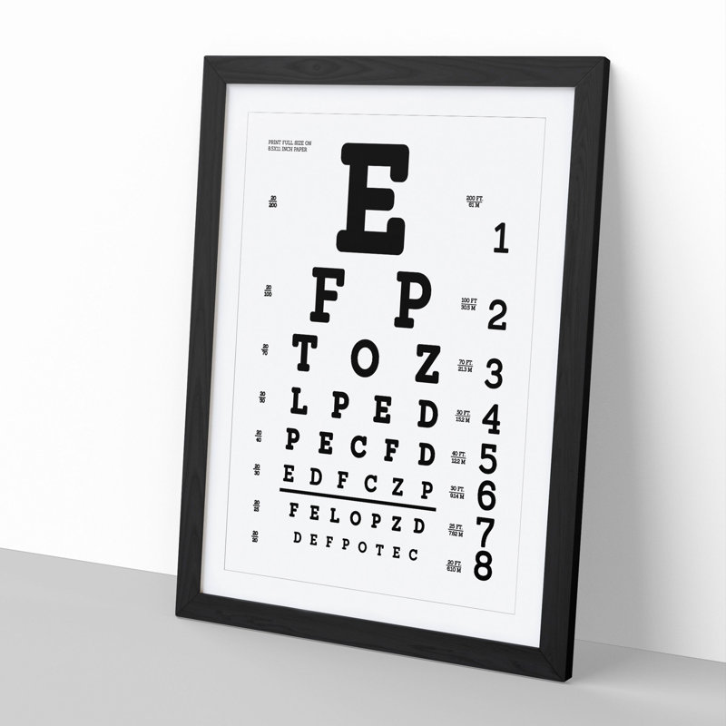 Eye Test Chart - Framed Print, 36cm H x 27cm W x 2cm D, Black