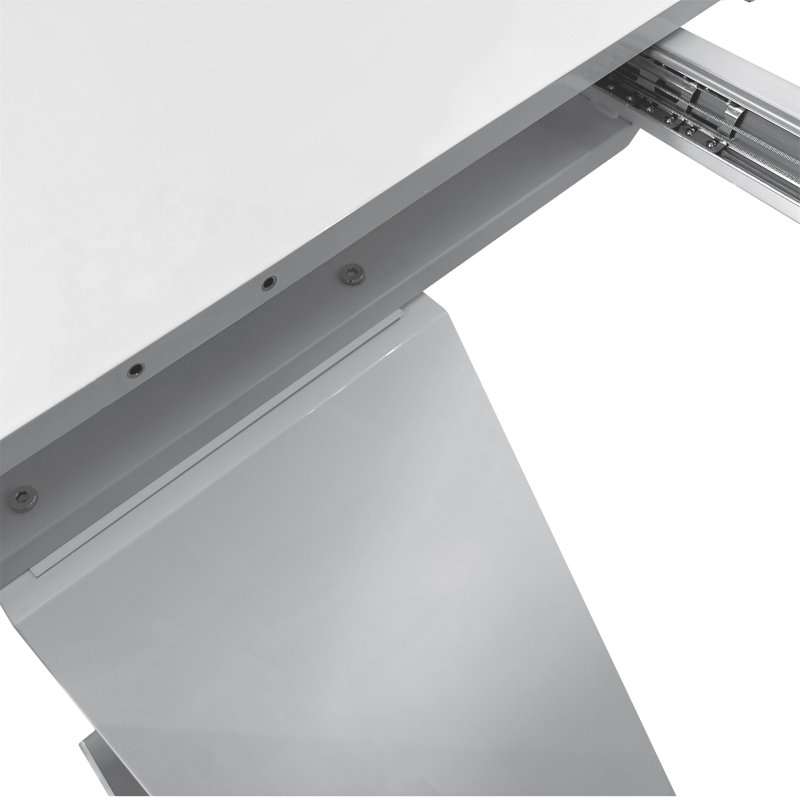 Table de salle à manger 47,25 à 63 po moderne blanc brillant pour 4 à 6 personnes