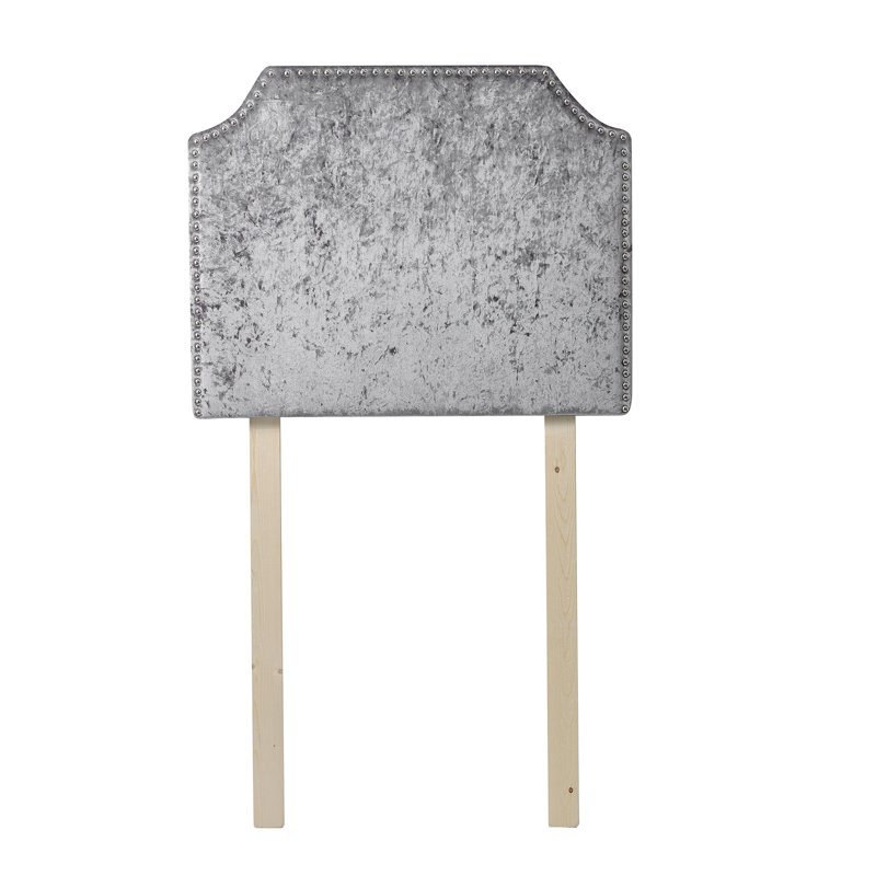 Bevel Tacked Plush Headboard With Legs - Velvet Crush Champagne Pink, Gray