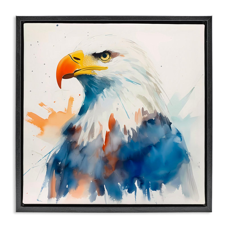«Eagle with Strong Gaze», art mural encadré flottant par Walker Noble, Cadre flottant noir de jais, H 18 po x l 18 po