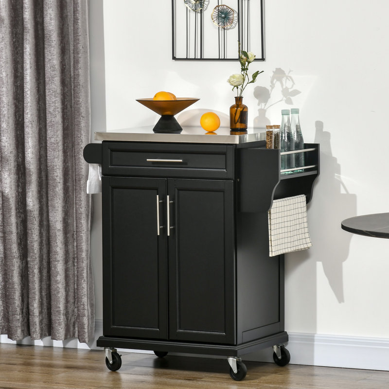 Chariot de cuisine roulant 33 po avec tiroir de comptoir en acier inoxydable