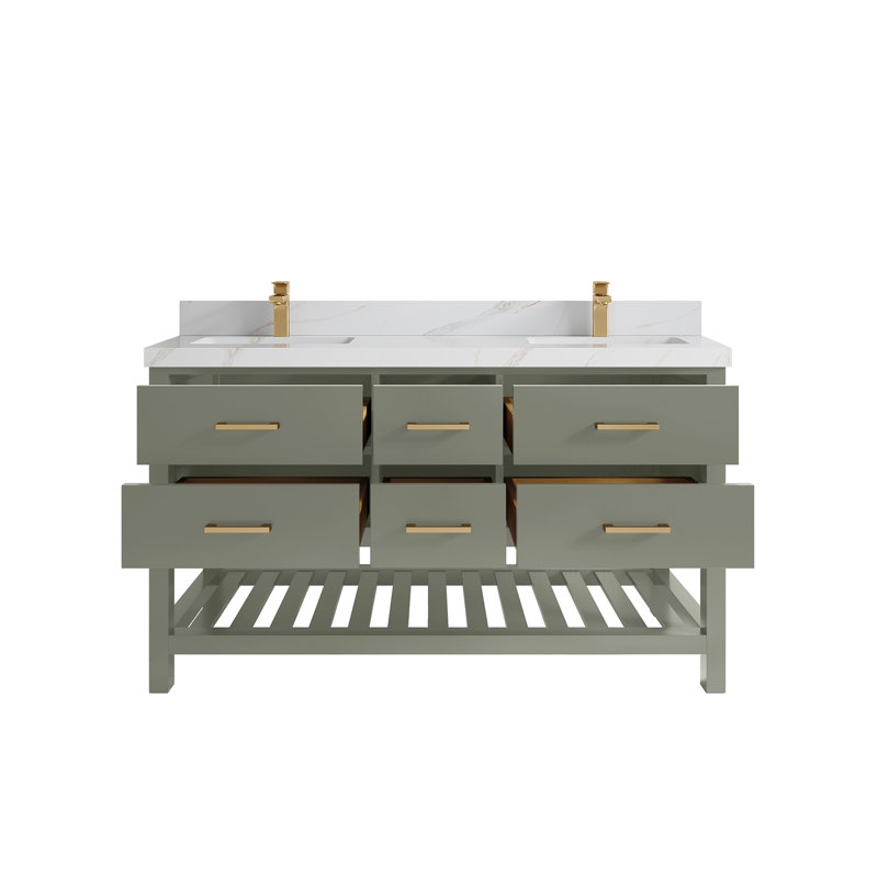 Parker 60 po X P 22 po Meuble-lavabo double D, Sienne Calacatta