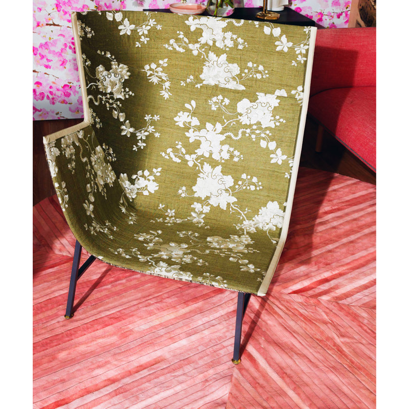Tapis rond rayé intérieur / extérieur rose La Quinta, Rond 4 pi 11 po