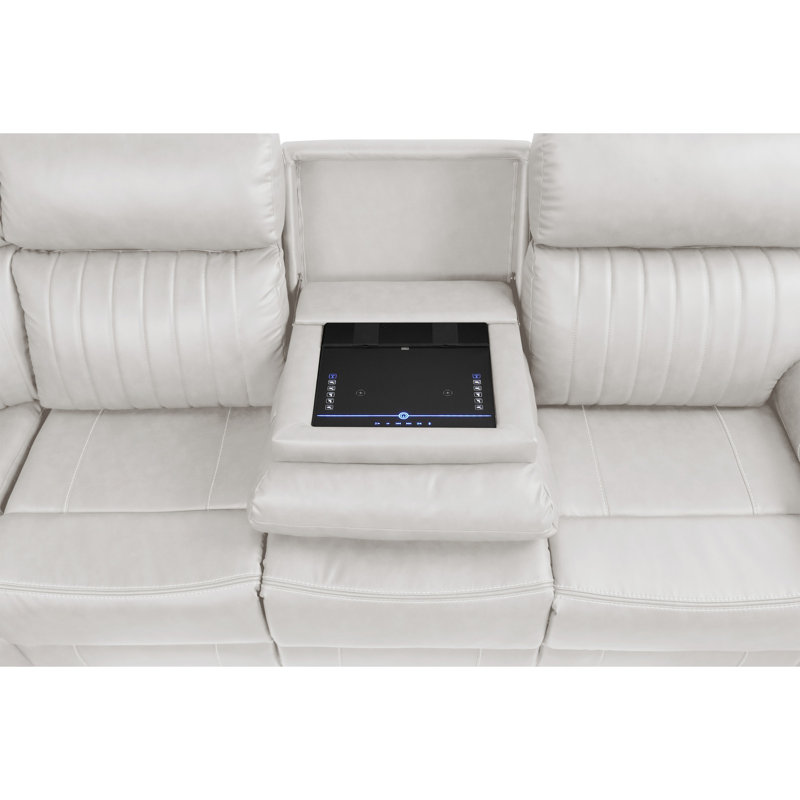 Canapé modulaire inclinable de style moderne en bois et glace, Beige