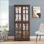 Antique Curio Display Cabinet with Glass Doors, Adjustable Shelves, and E26 Bulb for Collectibles and Home Decor-130411565