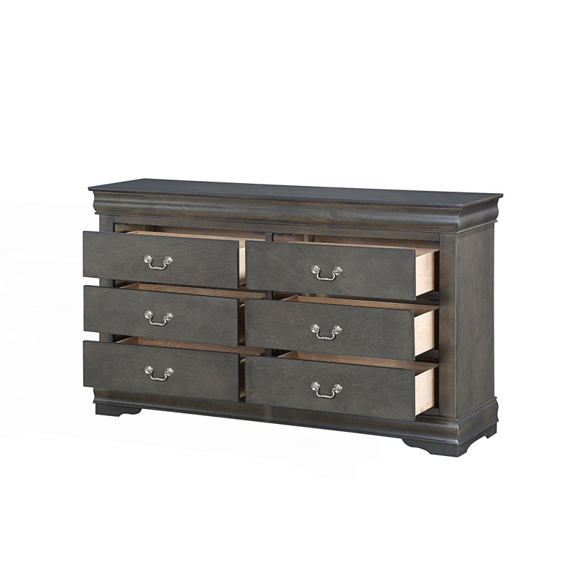 Commode élégante avec 6 tiroirs spacieux, Gris foncé