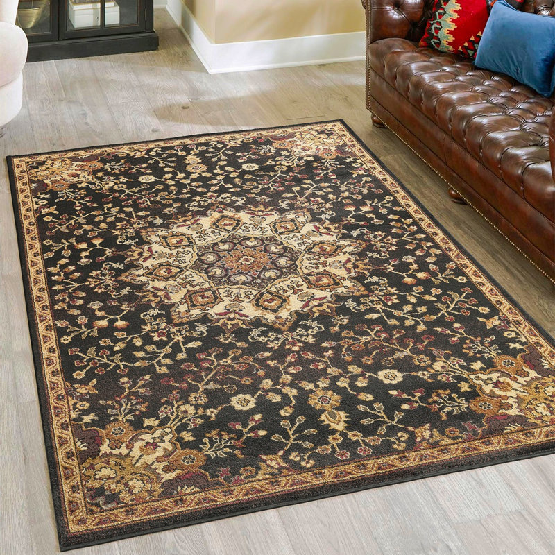 Classic GC_VIN5016 Black 7 Ft. 10 In. X 10 Ft. 3 In. Area Rug, Rectangle 7'1" x 10'4"