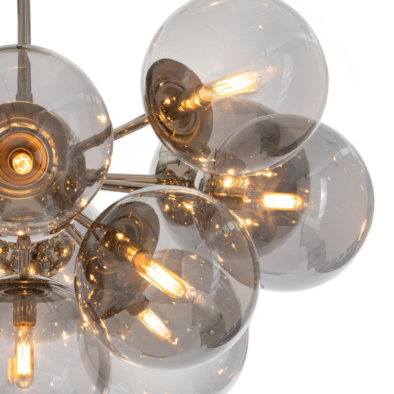 Shine 12 - Light Semi Flush Mount, Polished Nickel, Smoke Glass