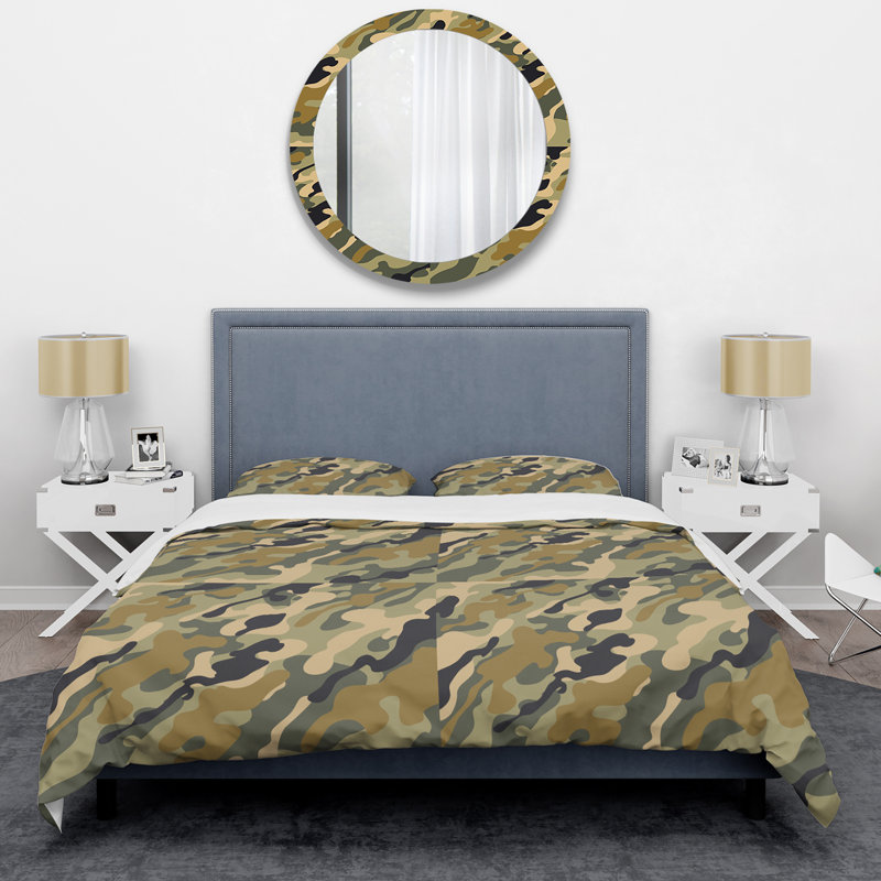 Ensemble de housse de couette en microfibre vert / brun 3 pièces