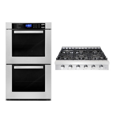 2 Piece Kitchen Package With 36" Slide-in Gas Cooktop & 30" Double Electric Wall Oven