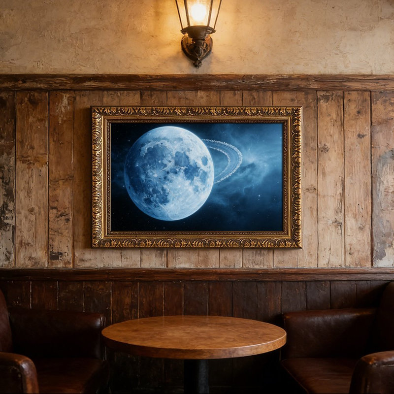 Cadre mural vintage orné de Blue Moon Space Ring – Cadre décoratif doré pour œuvres d'art., L 16 po x l 24 po