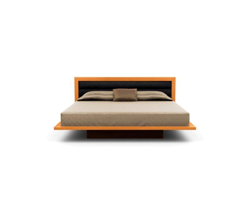 Moduluxe Upholstered Bed, Onyx, King, Natural Cherry