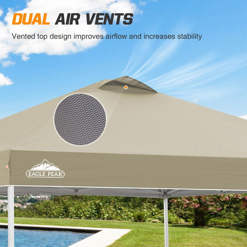 Pop Up Canopies 10 Ft. W x 10 FT. D Metal Party Tent Canopy, Light Beige