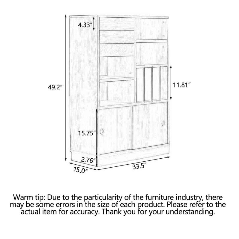 Solid Red Oak Multi Functional Storage Cabinet with Drawers and Door
