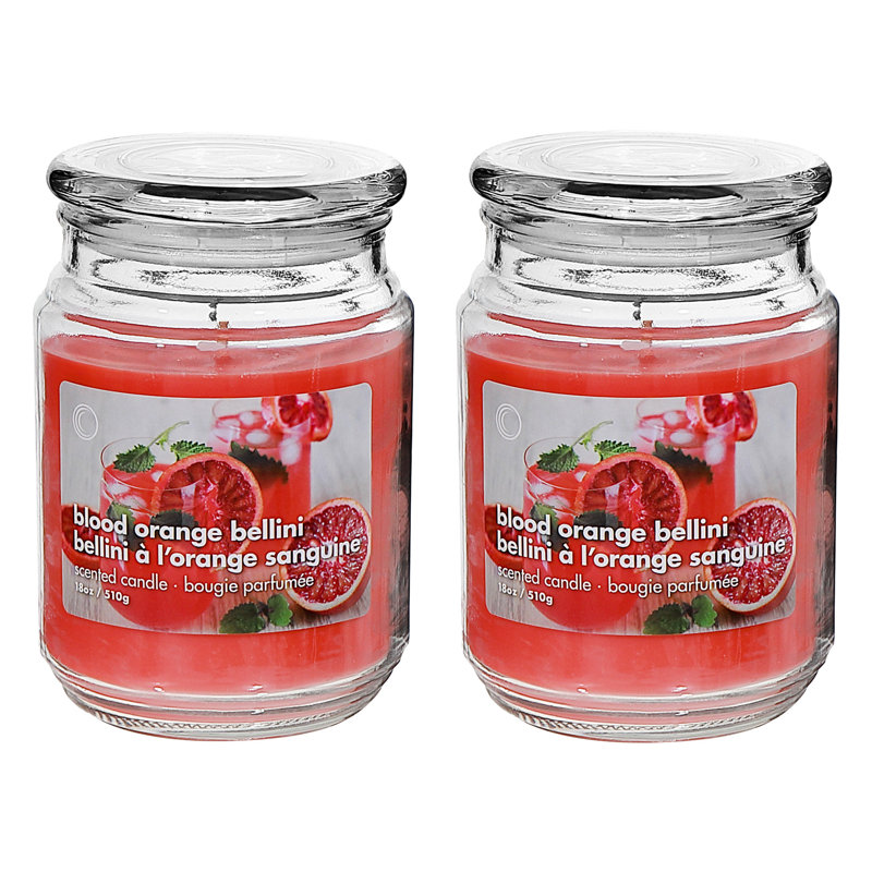 Pot parfumé 18 oz avec couvercle en verre Bellini orange sanguine - ensemble de 2