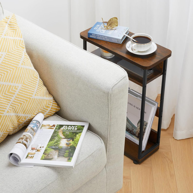 3-Tier Slim End Table With Storage Shelf For Small Spaces, Enhancing Your Home's Style And Functionality