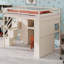 Lit mezzanine moderne avec garde-robe, bureau fonctionnel, tablettes de rangement-174112437