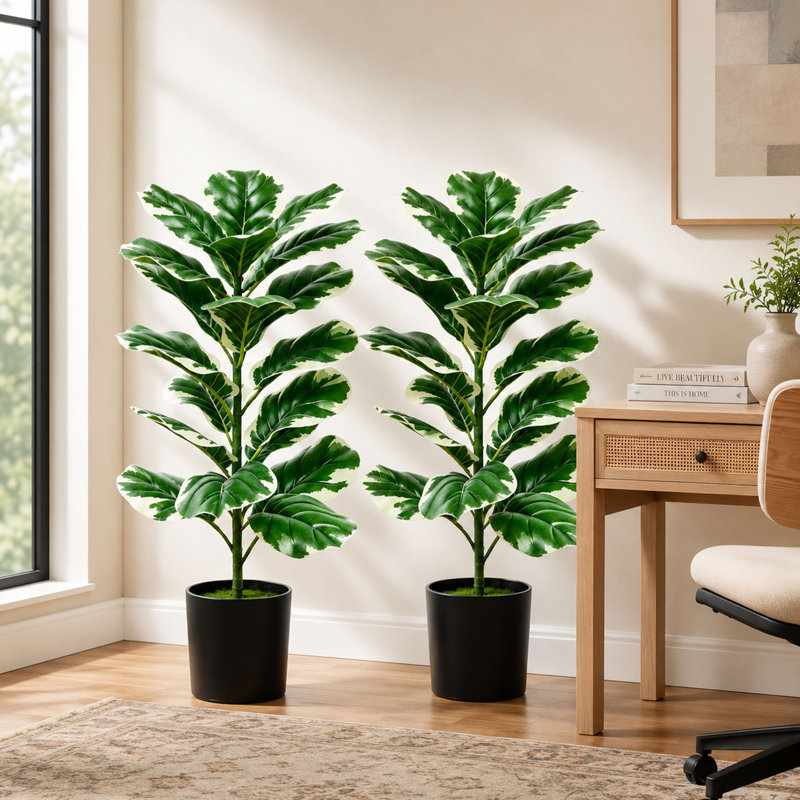 2 Pack 30" Artificial Fiddle Leaf Fig Trees with Pots
