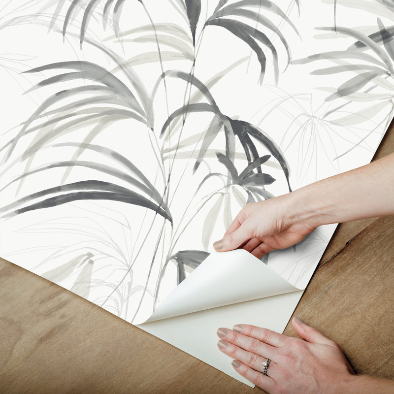 Papier peint auto-adhésif Inky Palms, Noir