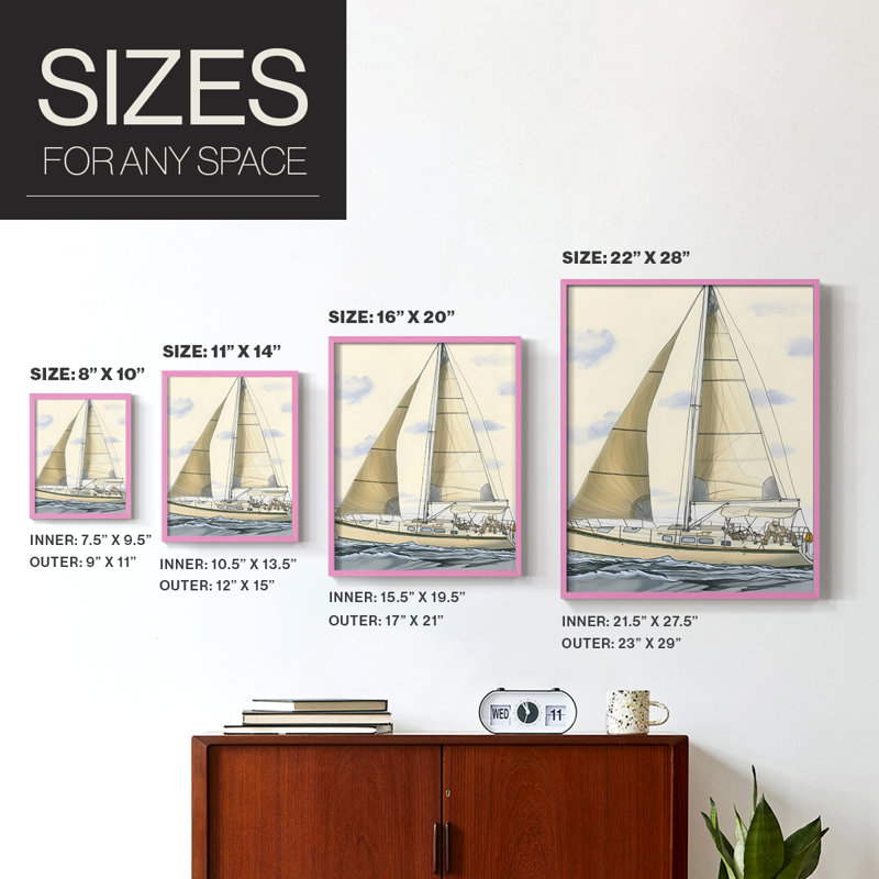 Reproduction encadrée NAUTICAL Series Cxxiii - bois massif, H 11 po x l 9 po